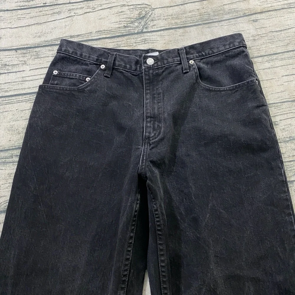 Guess Mens 36 (Fits 34x31) Straight Fit Vtg 90s Y2K Denim Jeans Black‎ Whiskers